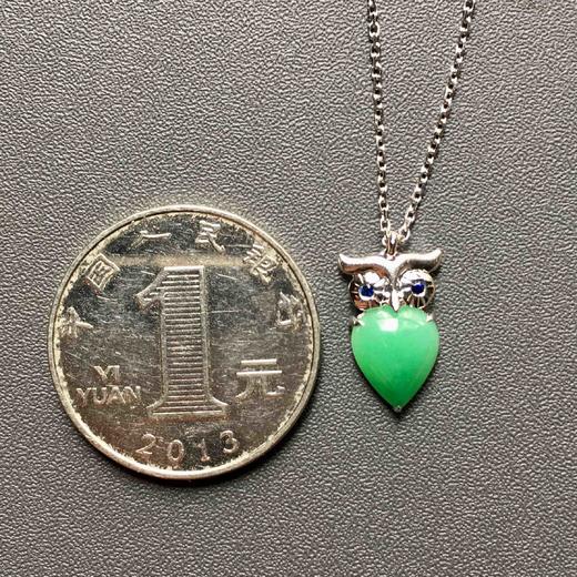 阳绿翡翠猫头鹰手链设计师款18k白金镶嵌 商品图6