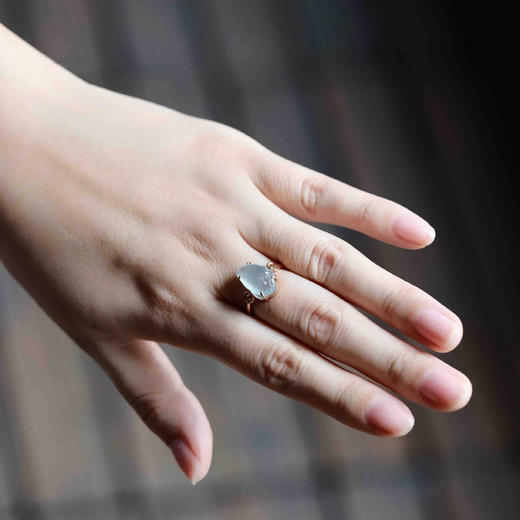 高冰种翡翠金蟾戒指18k玫瑰金镶嵌 商品图8