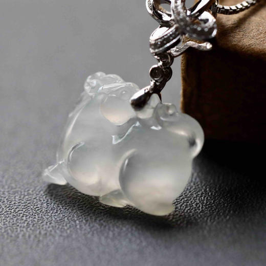 冰种翡翠马到成功18k白金钻石镶嵌 商品图3