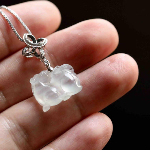 冰种翡翠马到成功18k白金钻石镶嵌 商品图6