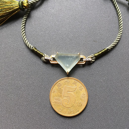 高冰种钻石切割翡翠手绳手链18k黄金钻石镶嵌 商品图4