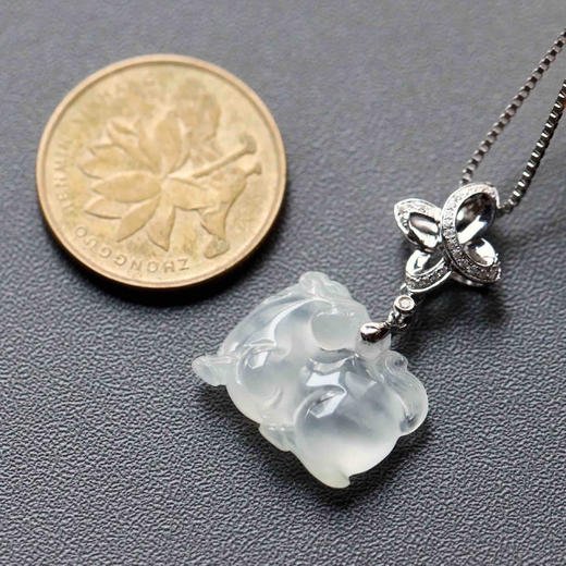 冰种翡翠马到成功18k白金钻石镶嵌 商品图4