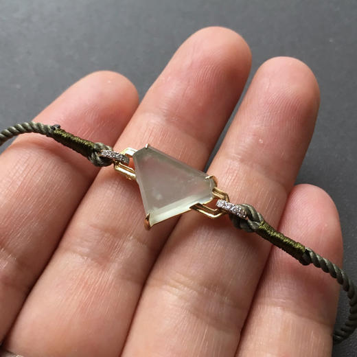 高冰种钻石切割翡翠手绳手链18k黄金钻石镶嵌 商品图3