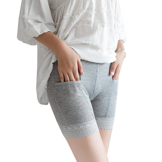 口袋安全裤防走光女薄款大码夏螺纹棉保险裤蕾丝打底短裤TZW 商品图4