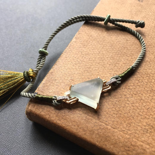 高冰种钻石切割翡翠手绳手链18k黄金钻石镶嵌 商品图2