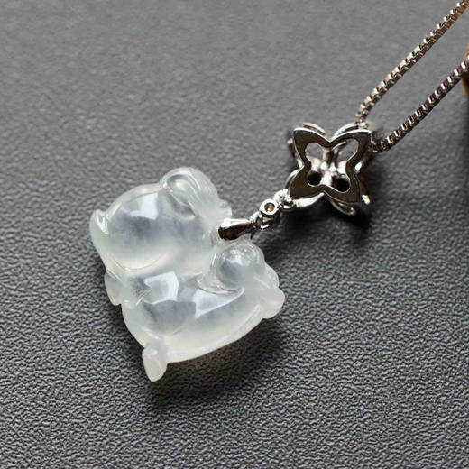 冰种翡翠马到成功18k白金钻石镶嵌 商品图5