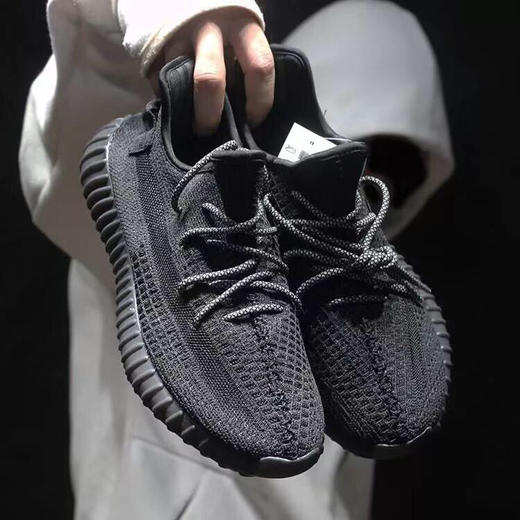 重磅来袭全黑爆品ad三叶椰子yeezy350黑色满天星反光版公司配置随意