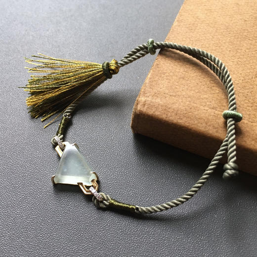 高冰种钻石切割翡翠手绳手链18k黄金钻石镶嵌 商品图1