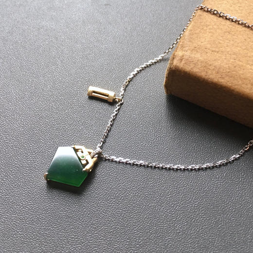 高冰种湖水绿翡翠手链18k黄金钻石镶嵌 商品图1