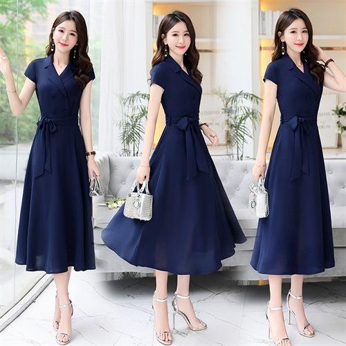 WZNH-OKYZ1821夏季通勤短袖双排扣连衣裙 商品图2