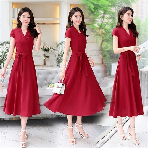 WZNH-OKYZ1821夏季通勤短袖双排扣连衣裙 商品图0