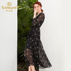 乔万尼夏碎花修身气质高腰修身真丝桑蚕丝连衣裙长款EN2E529 商品缩略图3