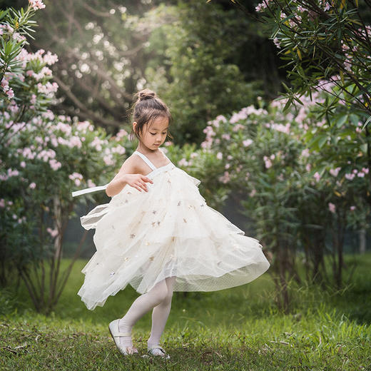 非质量问题不退换哦~pureshare 蓬纱馆可爱女童吊带裙夏季小孩礼服裙子公主蓬蓬裙-星星蛋糕裙 商品图4