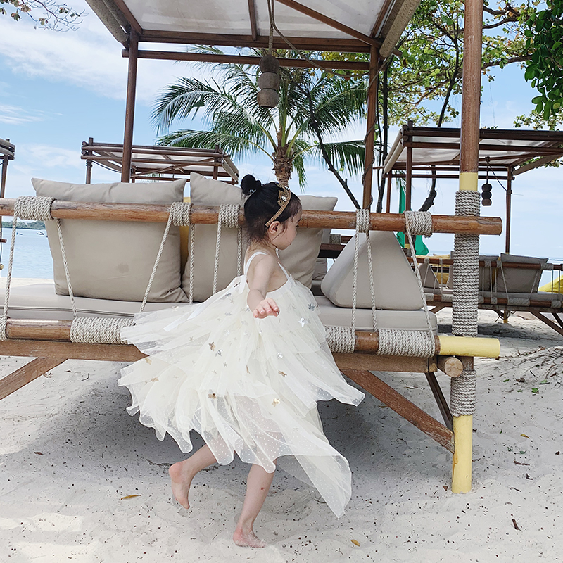 非质量问题不退换哦~pureshare 蓬纱馆可爱女童吊带裙夏季小孩礼服裙子公主蓬蓬裙-星星蛋糕裙