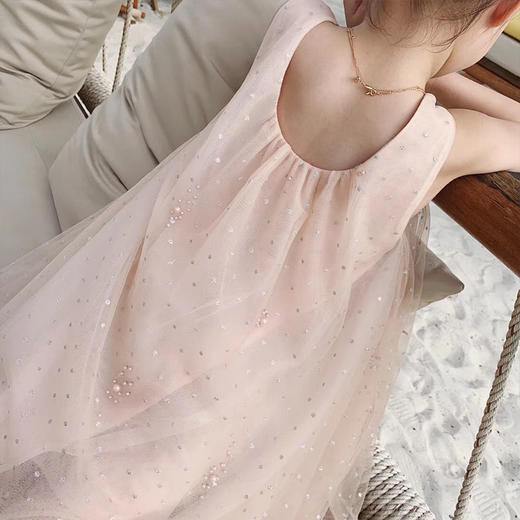 pureshare蓬纱馆 夏装粉色女花童无袖蓬蓬裙气质连衣裙薄-闪闪多层纱裙 商品图4