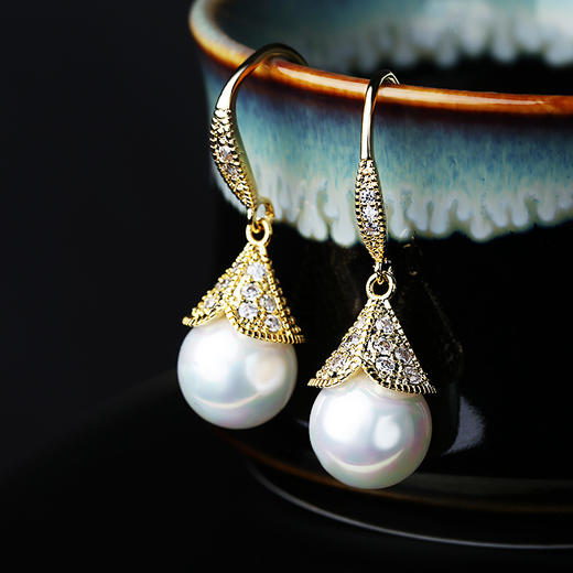 ZLT-E112珍珠耳环简约复古宫廷风时尚耳饰微镶锆石珍珠耳环TZW 商品图0