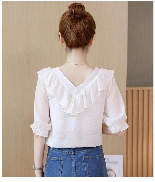 裁缝学苑 AW41荷叶领短袖衬衫女1:1实物服装纸样剪裁图纸牛皮纸样 商品图2