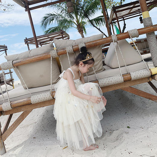 非质量问题不退换哦~pureshare 蓬纱馆可爱女童吊带裙夏季小孩礼服裙子公主蓬蓬裙-星星蛋糕裙 商品图2