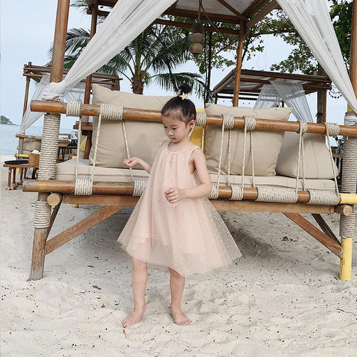 pureshare蓬纱馆 夏装粉色女花童无袖蓬蓬裙气质连衣裙薄-闪闪多层纱裙 商品图2