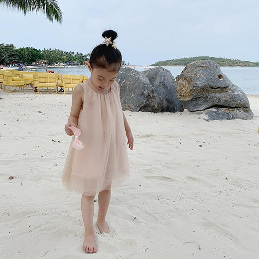 pureshare蓬纱馆 夏装粉色女花童无袖蓬蓬裙气质连衣裙薄-闪闪多层纱裙 商品图3