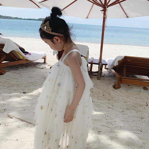 非质量问题不退换哦~pureshare 蓬纱馆可爱女童吊带裙夏季小孩礼服裙子公主蓬蓬裙-星星蛋糕裙 商品图3