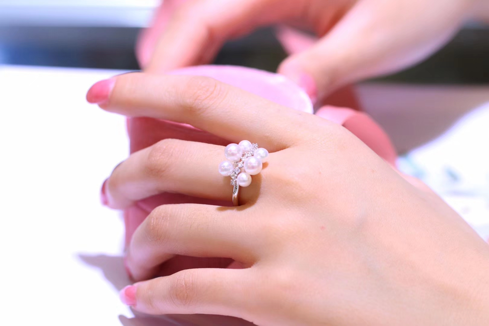 5-6mm浪漫唯美的戒指,我们家的akoya款你都值得拥有18k白金港工