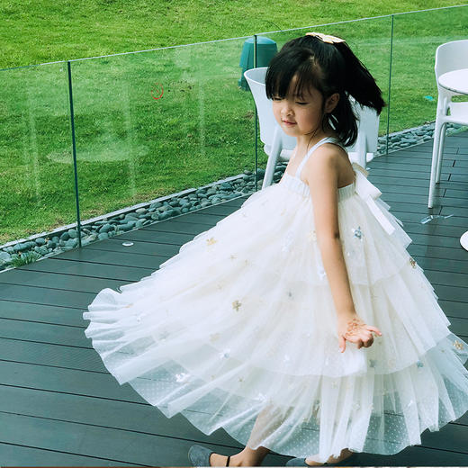 非质量问题不退换哦~pureshare 蓬纱馆可爱女童吊带裙夏季小孩礼服裙子公主蓬蓬裙-星星蛋糕裙 商品图6