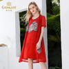 乔万尼夏假两件中国风印花宽松喜宴红真丝桑蚕丝连衣裙女EN2E615 商品缩略图1