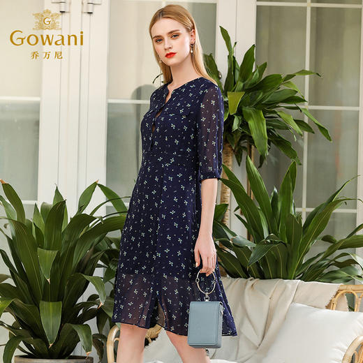 乔万尼真丝连衣裙夏休闲洋气修身气质桑蚕丝裙中长EN2E606 商品图2