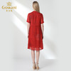 乔万尼夏假两件中国风印花宽松喜宴红真丝桑蚕丝连衣裙女EN2E615 商品缩略图3