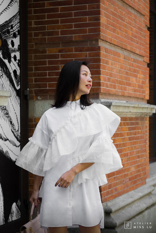 AtelierMissLu / Zoey-白色蕾丝装饰连身裙 商品图5