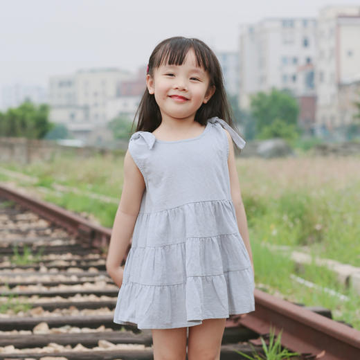QZ ZBX120 女童白色/灰色连衣裙80-120 商品图0