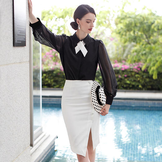 IWY/ 黑色衬衫白色裙子B164+S198 商品图4