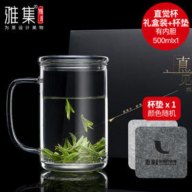 雅集 直觉杯 办公室耐热透明过滤泡茶杯家用带盖水杯