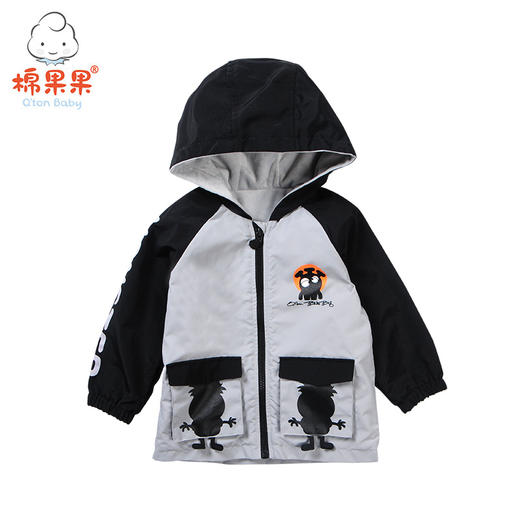棉果果春秋男童连帽长袖风衣外套内里水晶绒M312130318485 商品图3