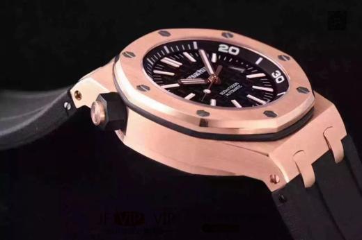 爱彼15710玫瑰金终极V9s版！实测高强度防水200米！进口9015改正品3120机！原装潜水硅胶表带！足够乱真！ 商品图14