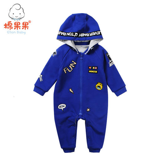 棉果果春秋男童毛圈内里汗布对开连体衣连身衣哈衣M312722218490 商品图2