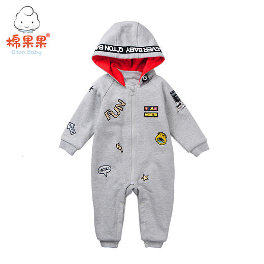 棉果果春秋男童毛圈内里汗布对开连体衣连身衣哈衣M312722218490 商品图3