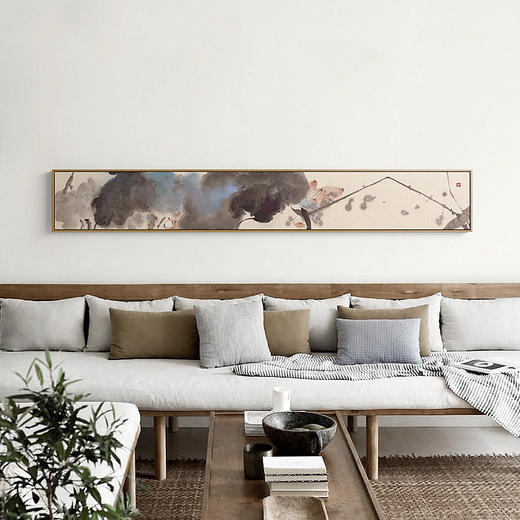 广也x仟象映画 超长窄长条客厅装饰画 新中式花卉酒店 设计师挂画