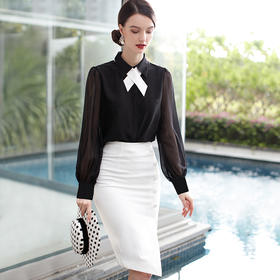 IWY/ 黑色衬衫白色裙子B164+S198