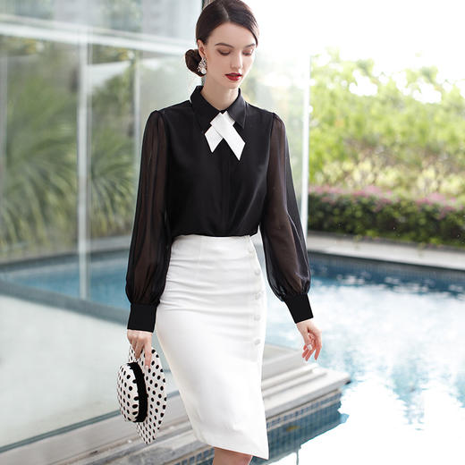 IWY/ 黑色衬衫白色裙子B164+S198 商品图0