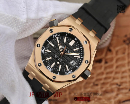 爱彼15710玫瑰金终极V9s版！实测高强度防水200米！进口9015改正品3120机！原装潜水硅胶表带！足够乱真！ 商品图2