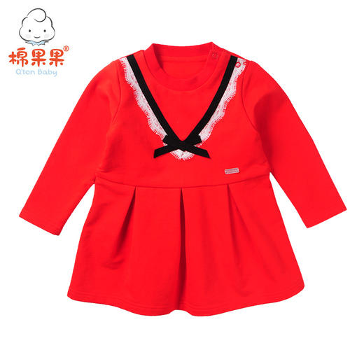 果果冬季女童小毛圈抓绒长袖连衣裙M422700218631 商品图0