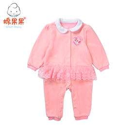 棉果果春秋款女童天鹅绒对开连体衣连身衣哈衣M322722418457