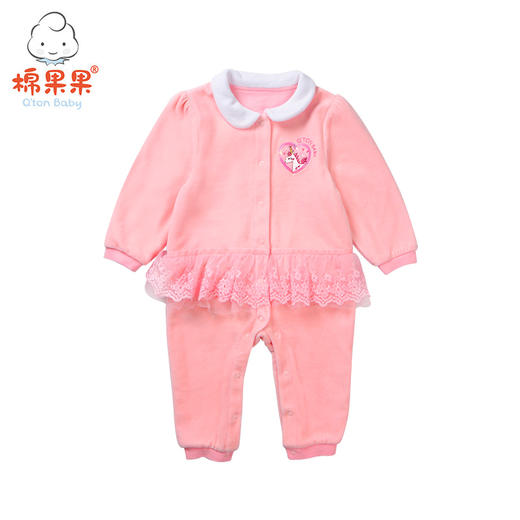 棉果果春秋款女童天鹅绒对开连体衣连身衣哈衣M322722418457 商品图0