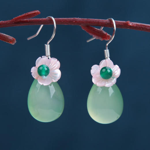 FXY7892新款简约时尚民族风绿玉髓耳坠 商品图0