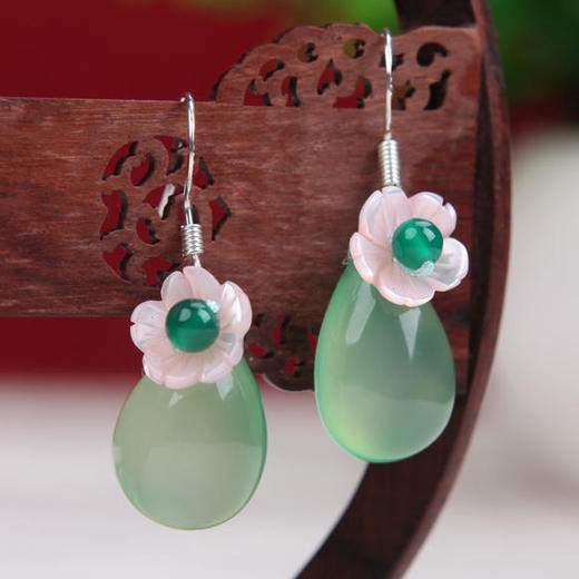 FXY7892新款简约时尚民族风绿玉髓耳坠 商品图2