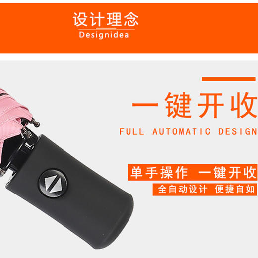 黑胶防晒遮阳三折折叠全自动雨伞 商品图1