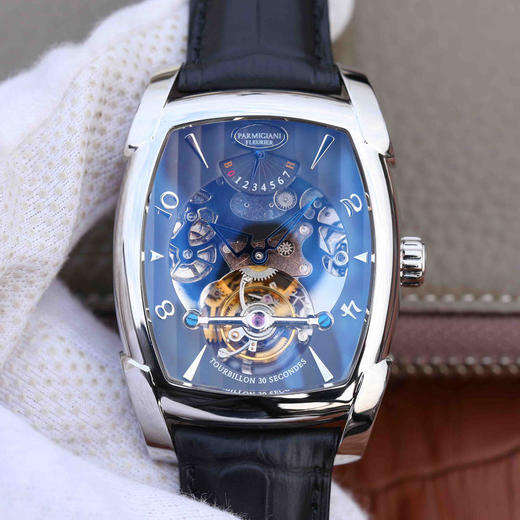BM帕玛强尼TOURBILLON系列PF012512.01。真陀飞轮男士 机械,53x37.2毫米原版尺寸,男士 材质：精钢镀金，真皮表带 商品图0