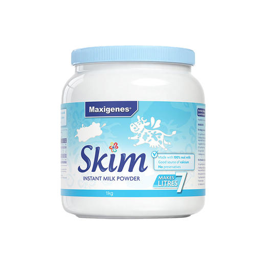 澳洲 Maxigenes美可卓蓝妹子成人脱脂高钙奶粉 1000g营养健康早餐 商品图2